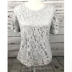Adrianna Papell Lace Flutter Sleeve Top NWT!